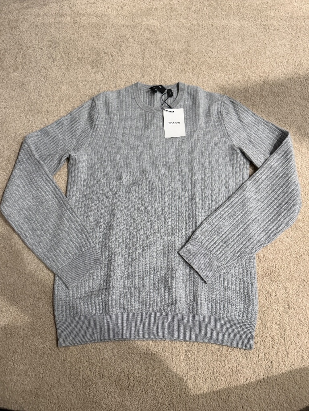 Brand New w/Tags -  Theory Gray Cotton Long Sleeve Sweater - XS
